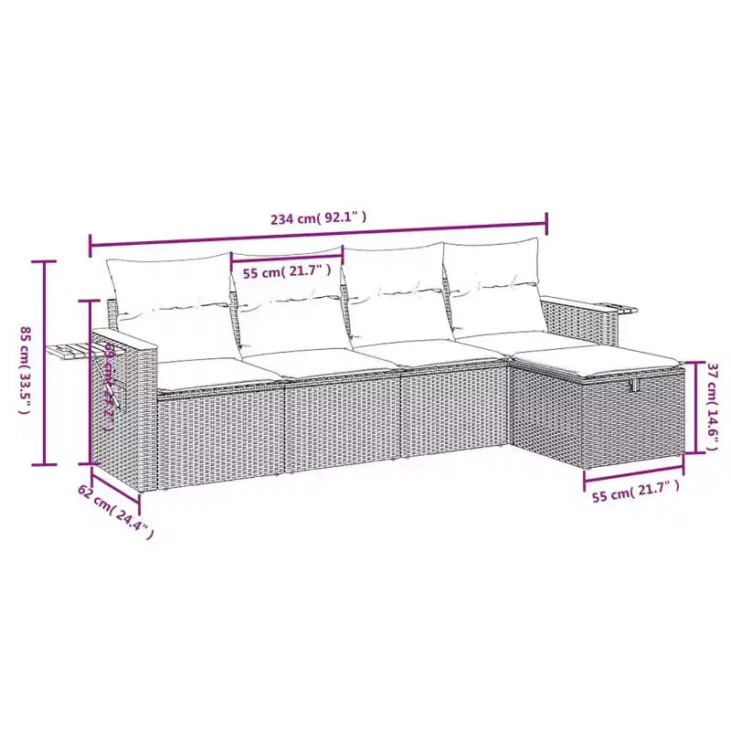 vidaXL Modulares Garten-Sofa-Set mit Kissen in verschiedenen Farben