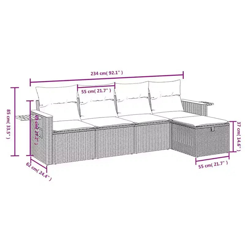 vidaXL Modulares Garten-Sofa-Set mit Kissen in verschiedenen Farben