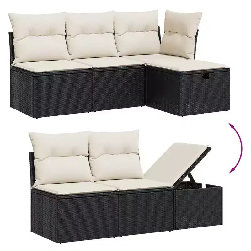 VidaXL Garten-Sofa-Set mit Kissen - Polyrattan