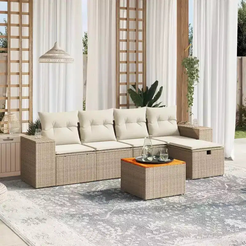 VidaXL Garten-Sofa-Set mit Kissen - Polyrattan