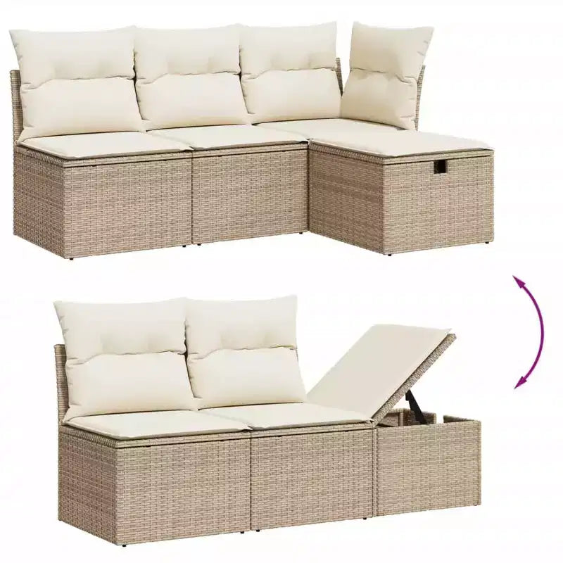 VidaXL Garten-Sofa-Set mit Kissen - Polyrattan