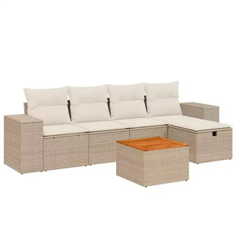 VidaXL Outdoor Sofa Set with Cushions - Poly Rattan