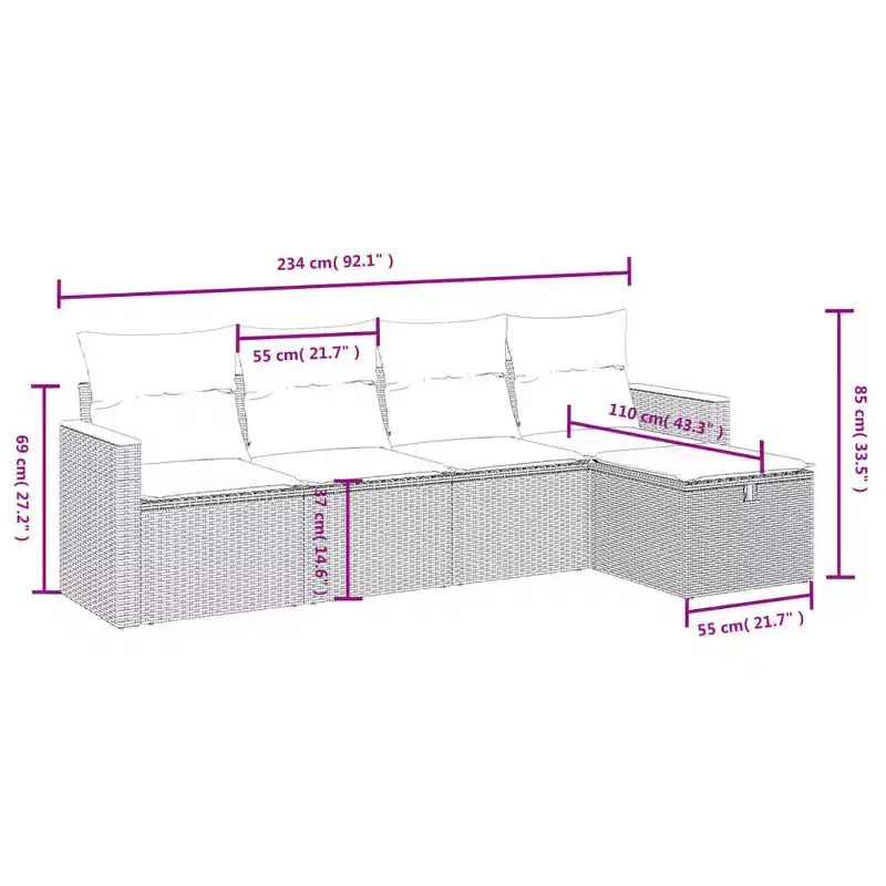 vidaXL Modulares Gartensofa-Set mit Kissen in verschiedenen Farben