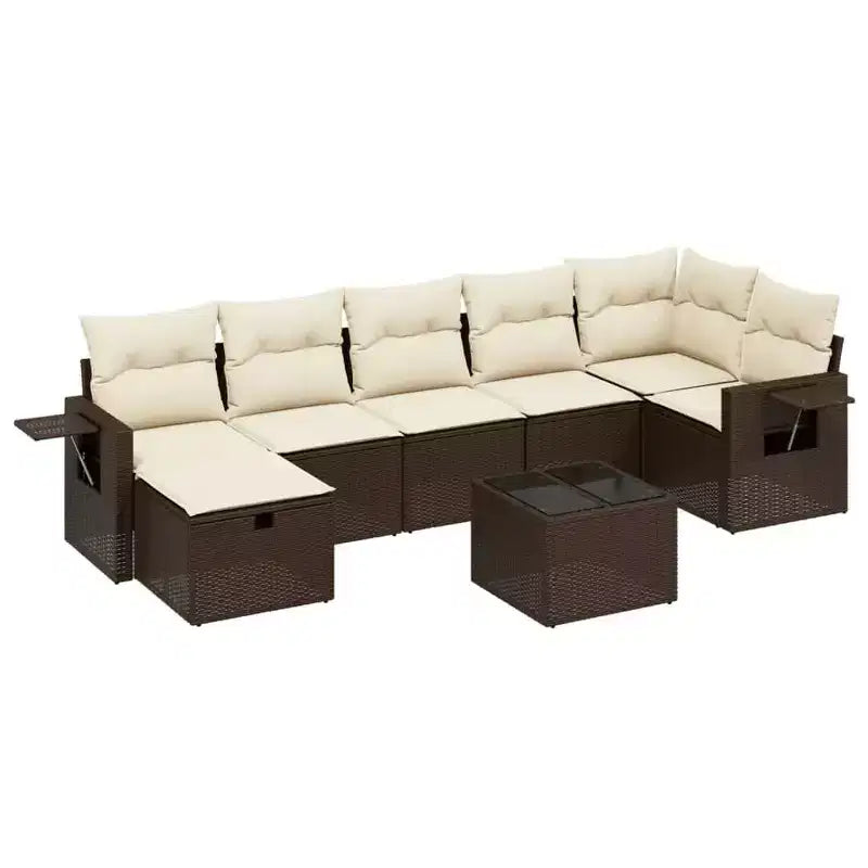 vidaXL Patio Sofa Set with Cushions in Poly Rattan