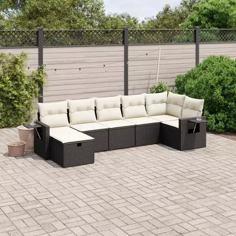 vidaXL Garten-Sofa-Set mit Kissen aus Polyrattan