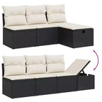 vidaXL Garten-Sofa-Set mit Kissen aus Polyrattan