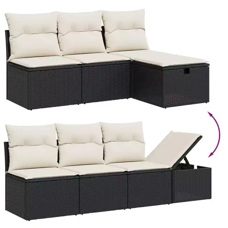 vidaXL Garten-Sofa-Set mit Kissen aus Polyrattan