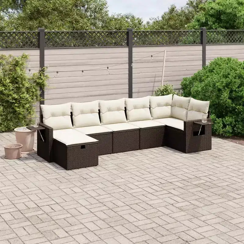 vidaXL Garten-Sofa-Set mit Kissen aus Polyrattan