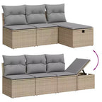 vidaXL Garten-Sofa-Set mit Kissen aus Polyrattan