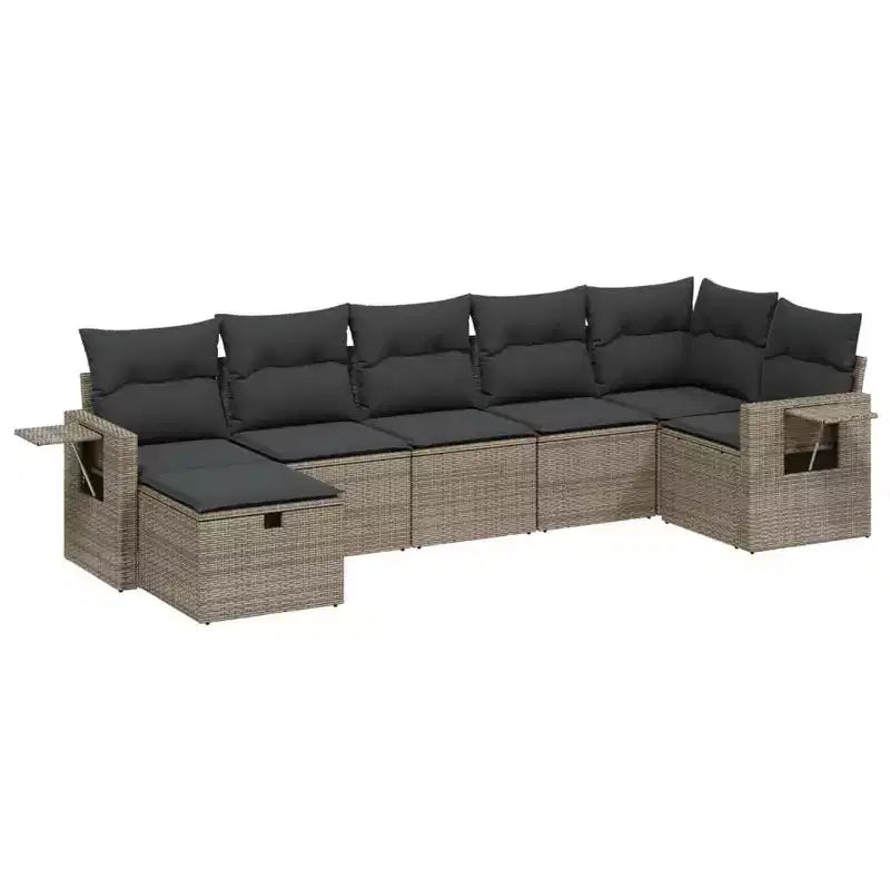 vidaXL Garten-Sofa-Set mit Kissen aus Polyrattan
