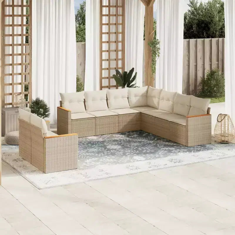 vidaXL Geräumiges modulares Outdoor-Sofa-Set mit abnehmbaren Kissen