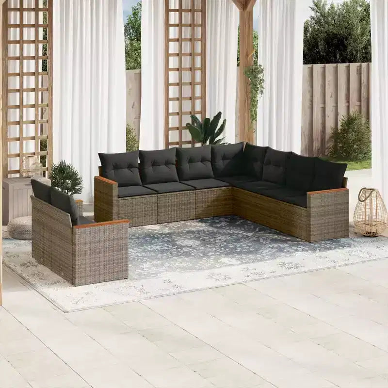vidaXL Geräumiges modulares Outdoor-Sofa-Set mit abnehmbaren Kissen