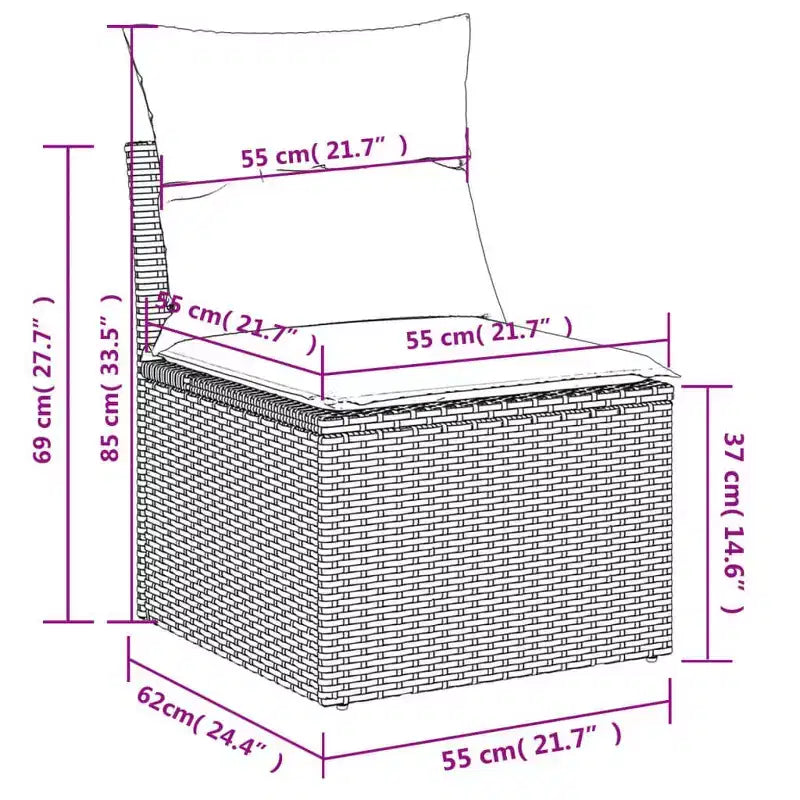 vidaXL Geräumiges modulares Outdoor-Sofa-Set mit abnehmbaren Kissen