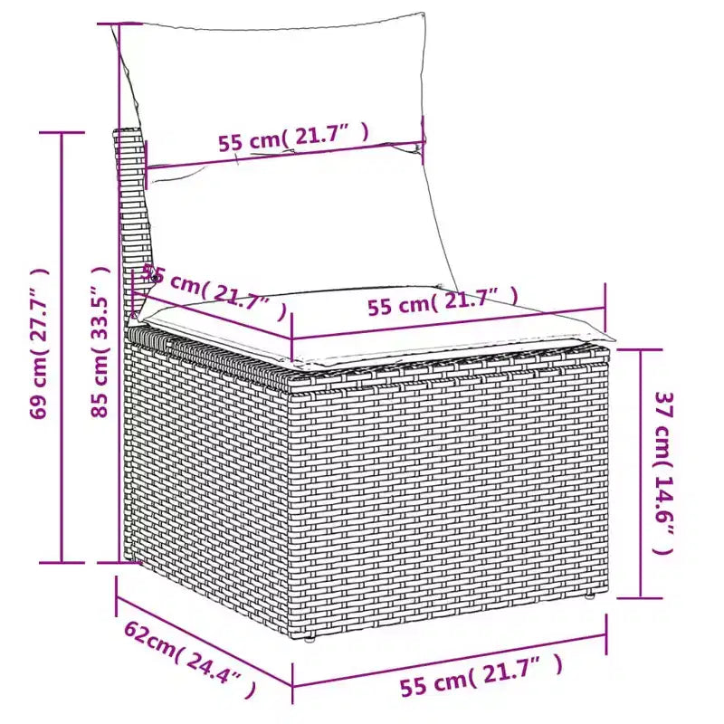 vidaXL Geräumiges modulares Outdoor-Sofa-Set mit abnehmbaren Kissen