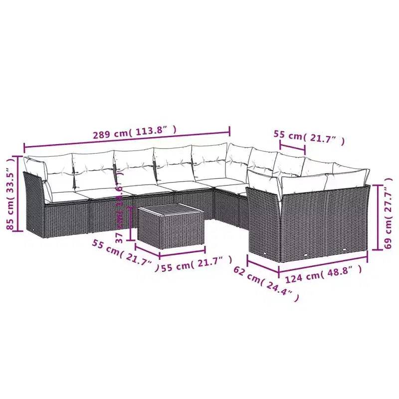 vidaXL Modulares Outdoor-Sofaset mit Kissen