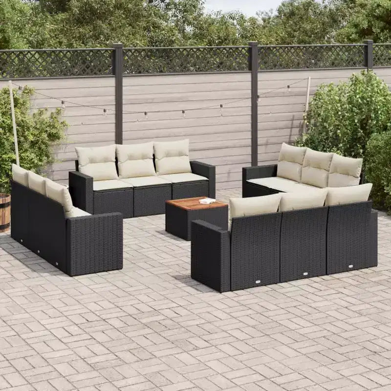 vidaXL Loungesofa-Set mit Kissen Gartenmöbel Polyrattan