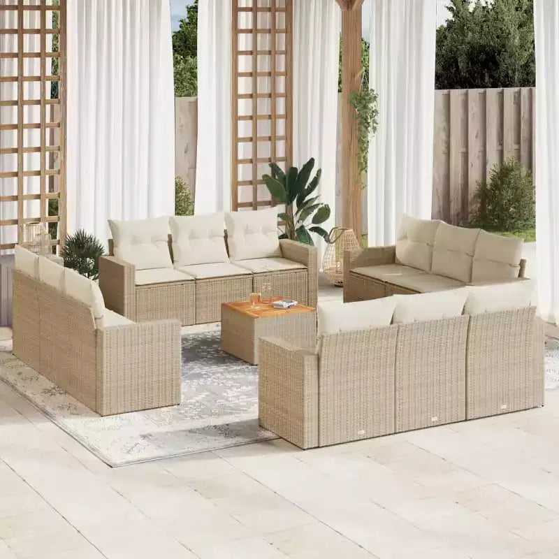 vidaXL Loungesofa-Set mit Kissen Gartenmöbel Polyrattan