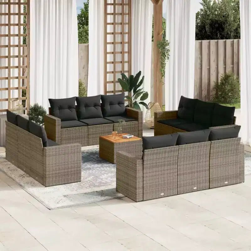 vidaXL Loungesofa-Set mit Kissen Gartenmöbel Polyrattan