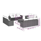 vidaXL Loungesofa-Set mit Kissen Gartenmöbel Polyrattan