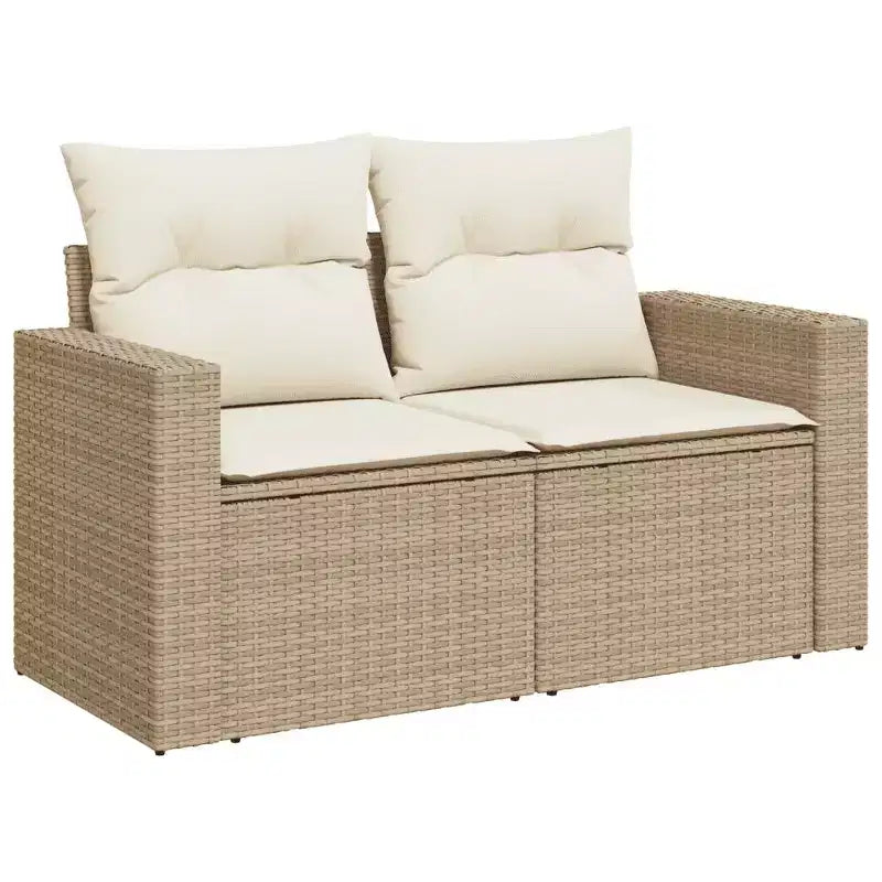 vidaXL Loungesofa-Set mit Kissen Gartenmöbel Polyrattan