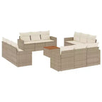 vidaXL Patio Sofa Set with Cushions Outdoor Furniture Poly Rattan