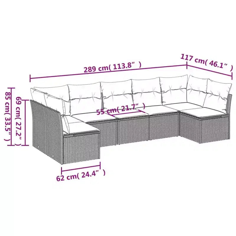 vidaXL Modulares Garten-Sofa-Set mit Kissen und Tisch