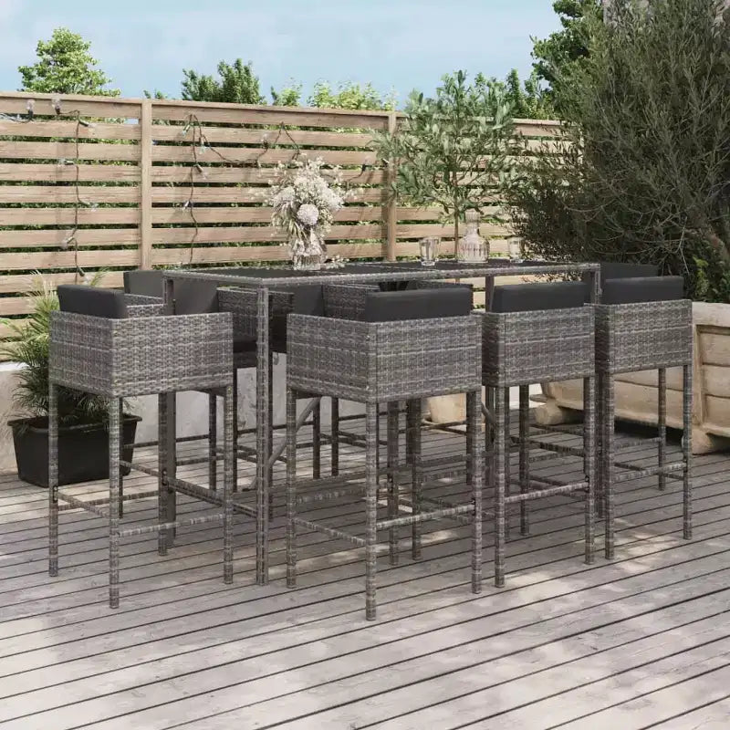 vidaXL Moderne Gartenbar-Garnitur mit Kissen in verschiedenen Farben