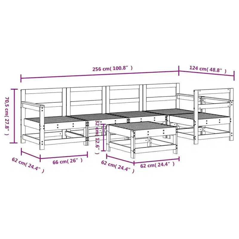 vidaXL Loungeset für den Außenbereich, Gartenmöbelset, Massivholz Kiefer