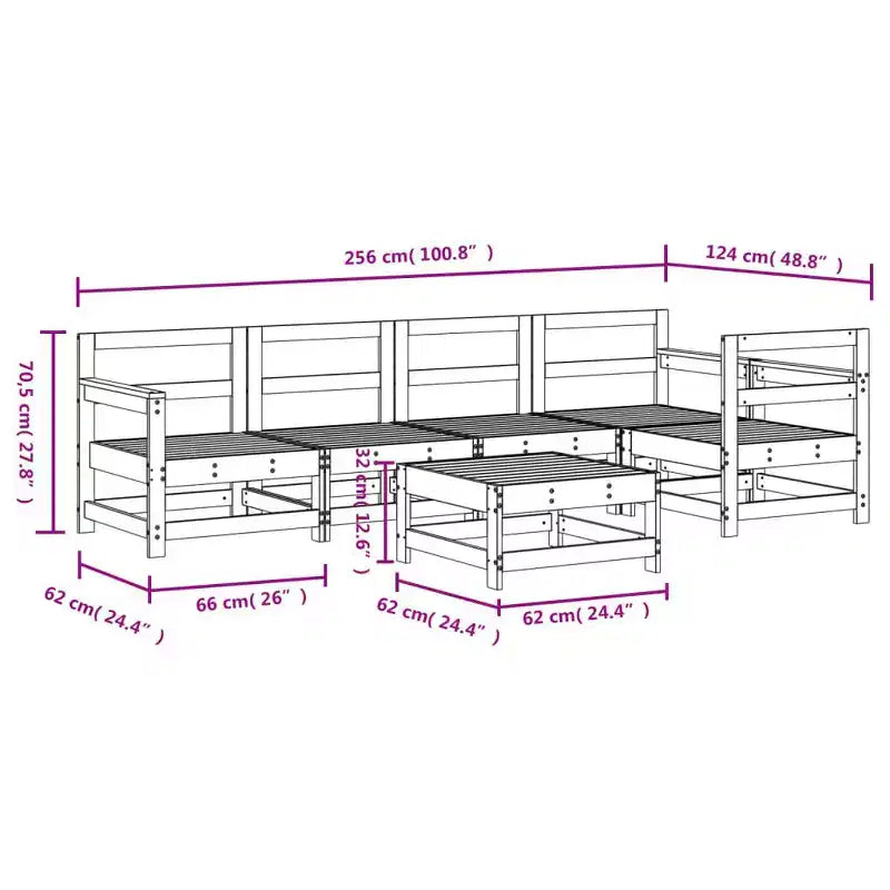 vidaXL Loungeset für den Außenbereich, Gartenmöbelset, Massivholz Kiefer