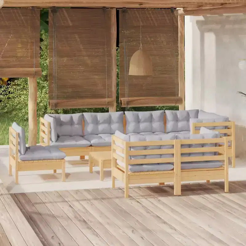 vidaXL Outdoor Lounge-Set mit Kissen - Massives Kiefernholz-Design