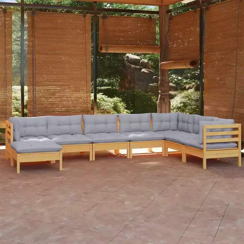 vidaXL Modulares Garten-Lounge-Set – Kiefer Massiv, Kissen