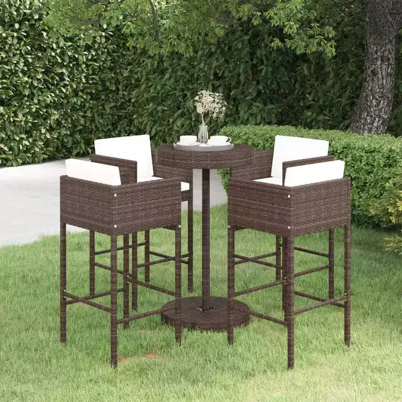 vidaXL Gartenbar-Set mit Kissen Polyrattan-Sitz 3/Mehrfarbig