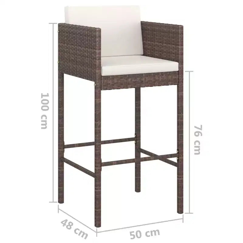 vidaXL Gartenbar-Set mit Kissen Polyrattan-Sitz 3/Mehrfarbig