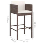 vidaXL Gartenbar-Set mit Kissen Polyrattan-Sitz 3/Mehrfarbig