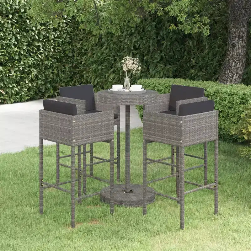vidaXL Gartenbar-Set mit Kissen Polyrattan-Sitz 3/Mehrfarbig