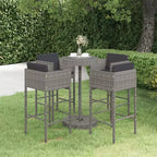 vidaXL Gartenbar-Set mit Kissen Polyrattan-Sitz 3/Mehrfarbig