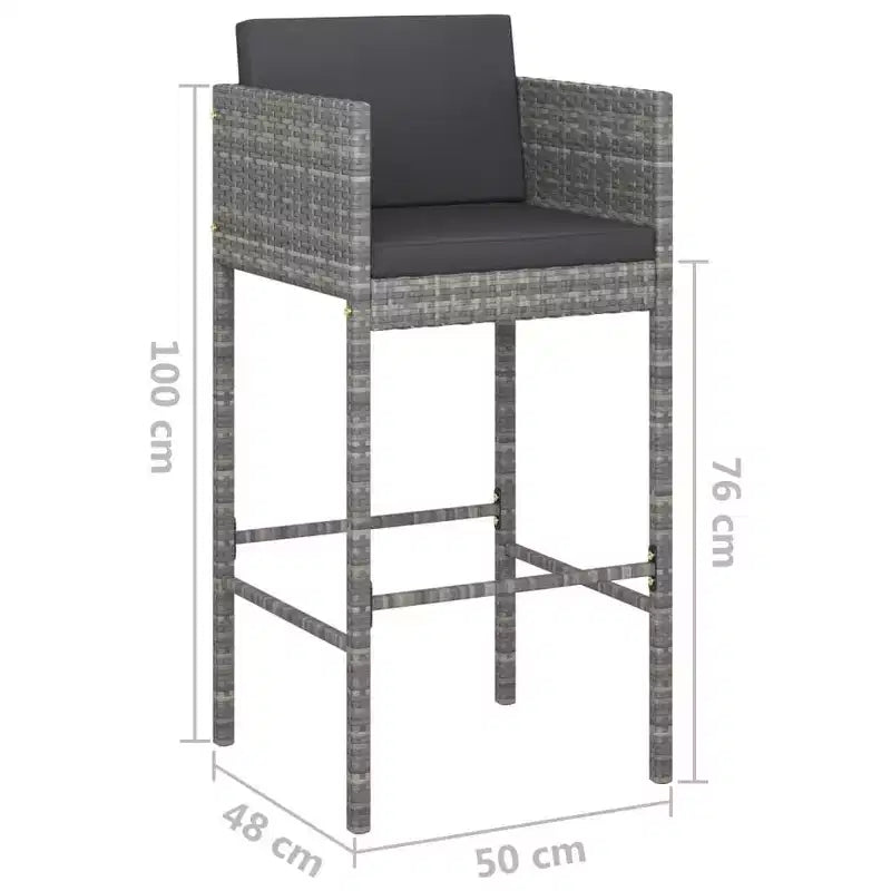 vidaXL Gartenbar-Set mit Kissen Polyrattan-Sitz 3/Mehrfarbig
