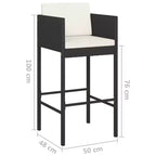 vidaXL Gartenbar-Set mit Kissen Polyrattan-Sitz 3/Mehrfarbig