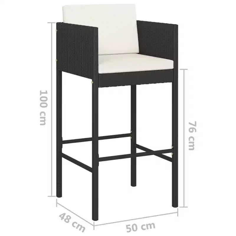 vidaXL Gartenbar-Set mit Kissen Polyrattan-Sitz 3/Mehrfarbig