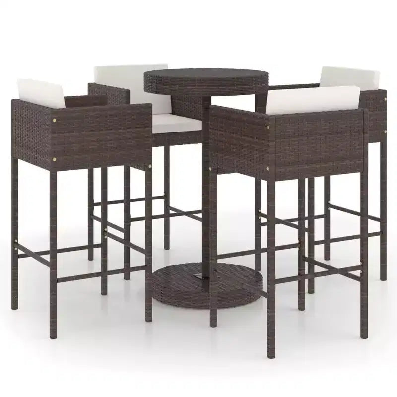vidaXL Gartenbar-Set mit Kissen Polyrattan-Sitz 3/Mehrfarbig