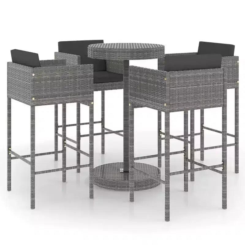 vidaXL Gartenbar-Set mit Kissen Polyrattan-Sitz 3/Mehrfarbig