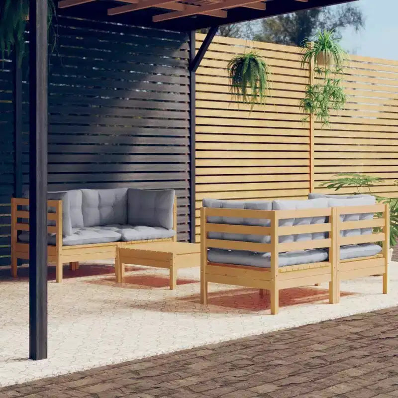 vidaXL Massives Kiefernholz Lounge-Set mit Kissen, mehrere Farben