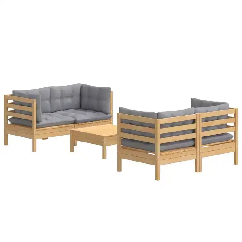 vidaXL Massives Kiefernholz Lounge-Set mit Kissen, mehrere Farben