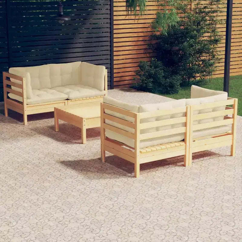 vidaXL Massives Kiefernholz Lounge-Set mit Kissen, mehrere Farben