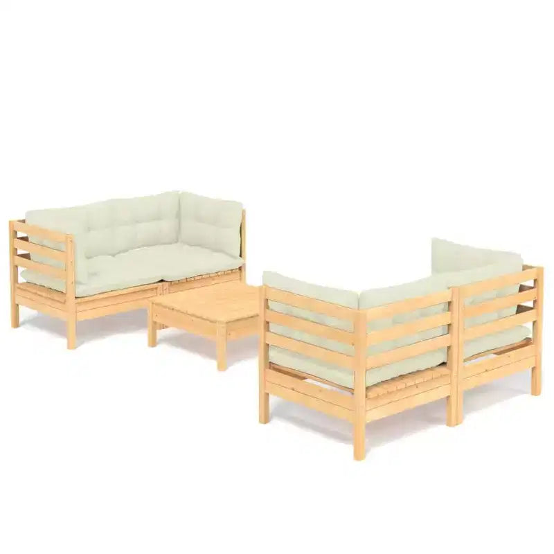 vidaXL Solid Pinewood Patio Lounge Set with Cushions Multi Colors