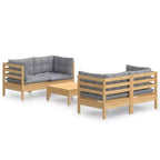 vidaXL Massives Kiefernholz Lounge-Set mit Kissen, mehrere Farben