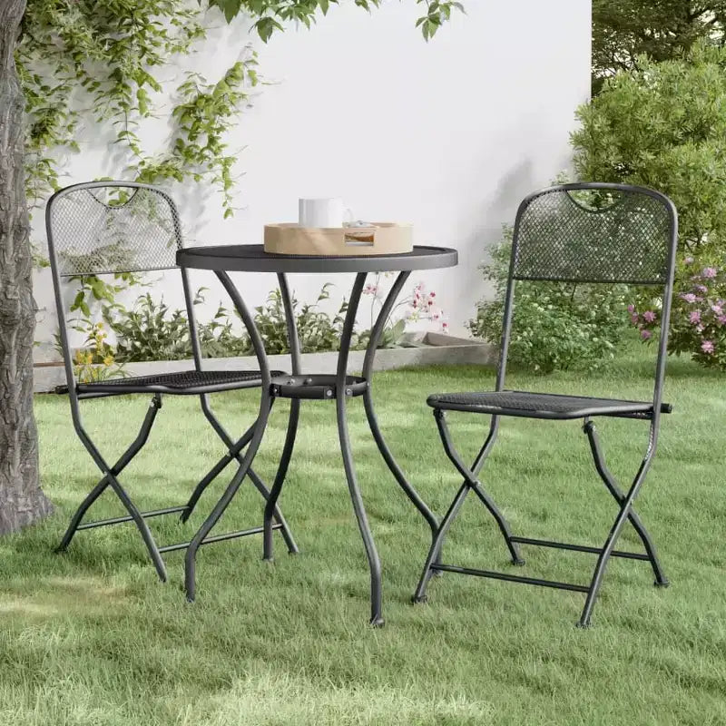 vidaXL Gartentischgruppe mit Streckmetallgewebe in Anthrazit