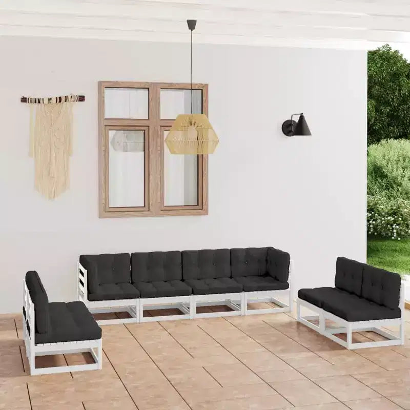 vidaXL Modulares Garten-Lounge-Set mit Kissen – Kiefer massiv und wetterbeständiger Stoff