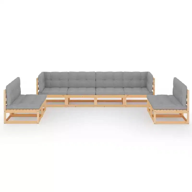 vidaXL Modulares Garten-Lounge-Set mit Kissen – Kiefer massiv und wetterbeständiger Stoff