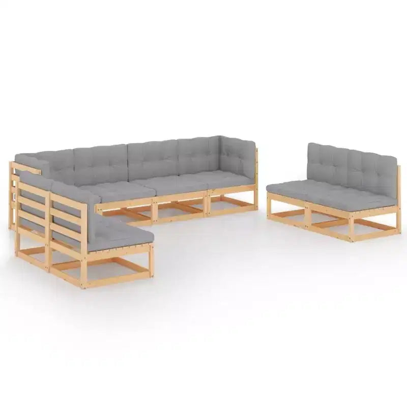 vidaXL Modular Garden Lounge Set with Cushions - Solid Pine and Weather-Resistant Fabric